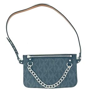Michael Kors Womens Bag Mk Monogram Gray Fanny Pack with Chain NWOT